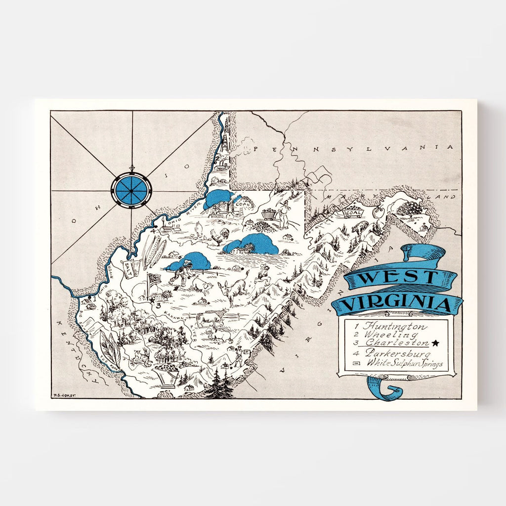 Vintage Map of West Virginia 1931