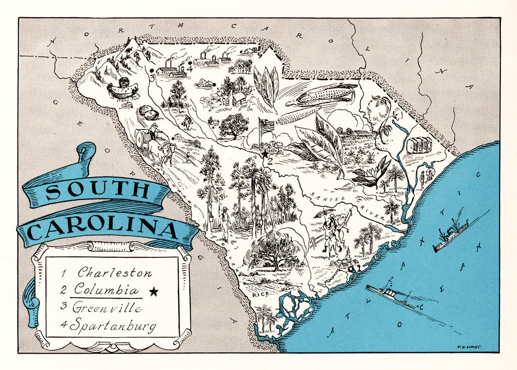 Vintage Map of South Carolina 1931