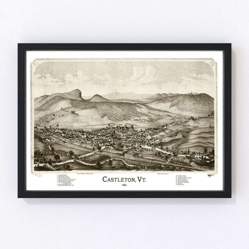 Vintage Map of Castleton, Vermont 1886