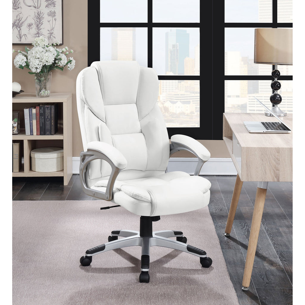 Kaffir White Upholstered Adjustable Home Office Desk Chair