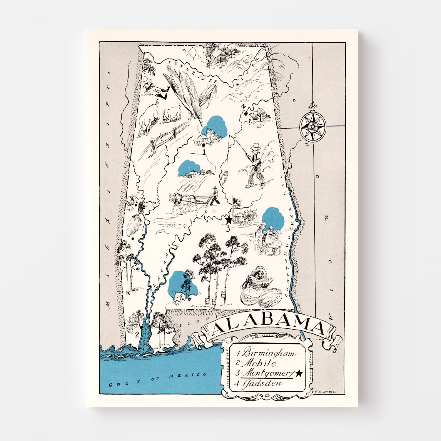 Vintage Map of Alabama 1931