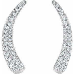 14K White Gold 3/8 CTW Natural Diamond Ear Climbers – image 2