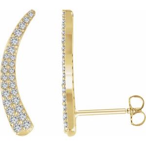 14K Yellow Gold 3/8 CTW Natural Diamond Ear Climbers