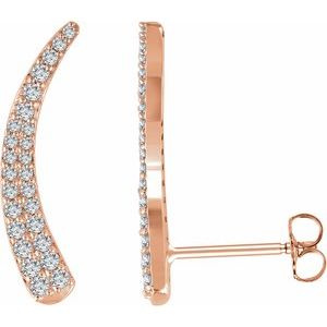 14K Rose Gold 3/8 CTW Natural Diamond Ear Climbers