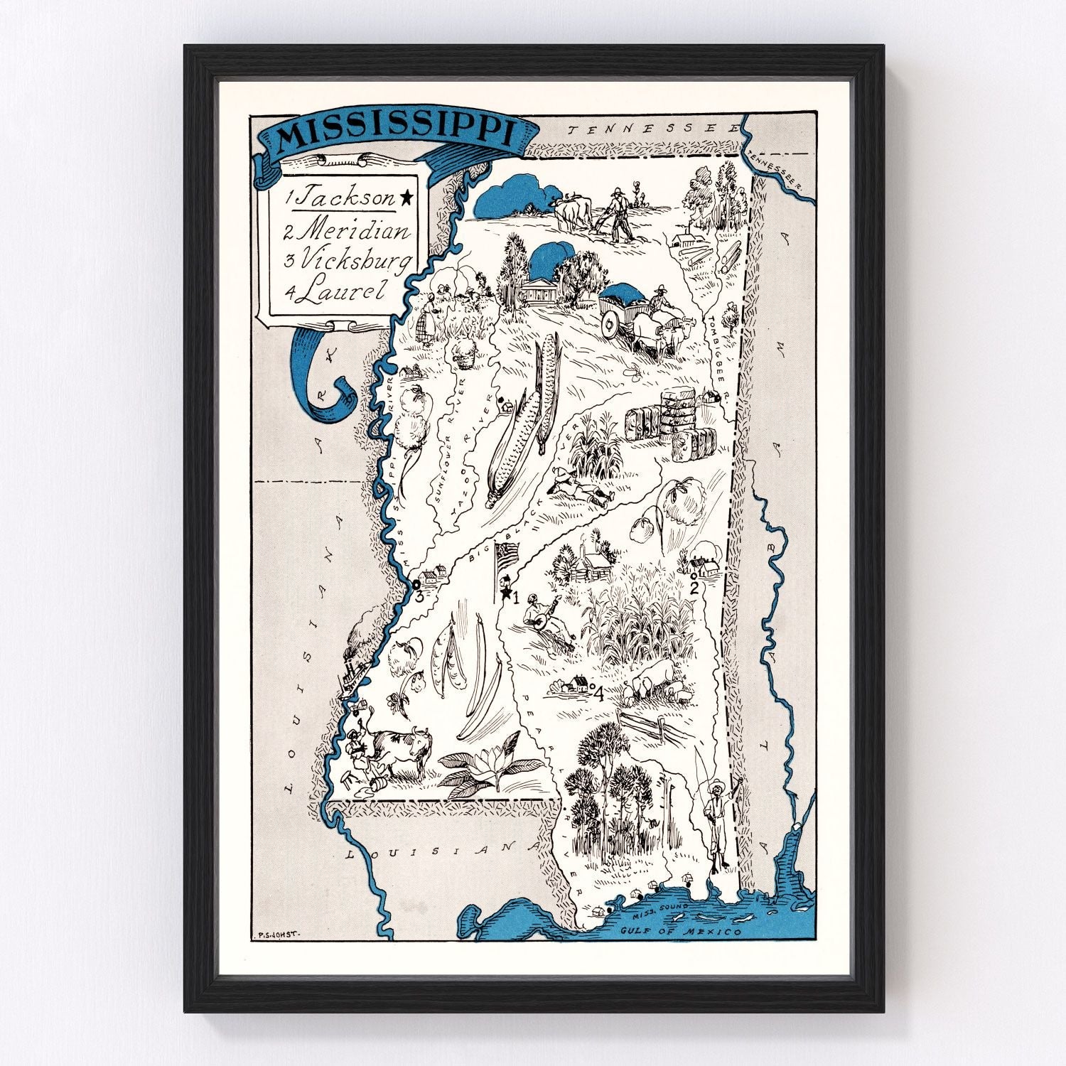 Vintage Map of Mississippi 1931