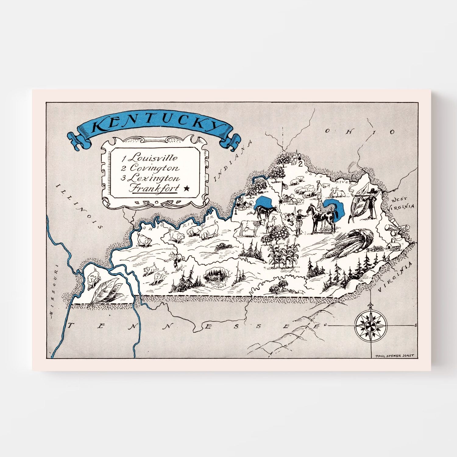 Vintage Map of Kentucky 1931
