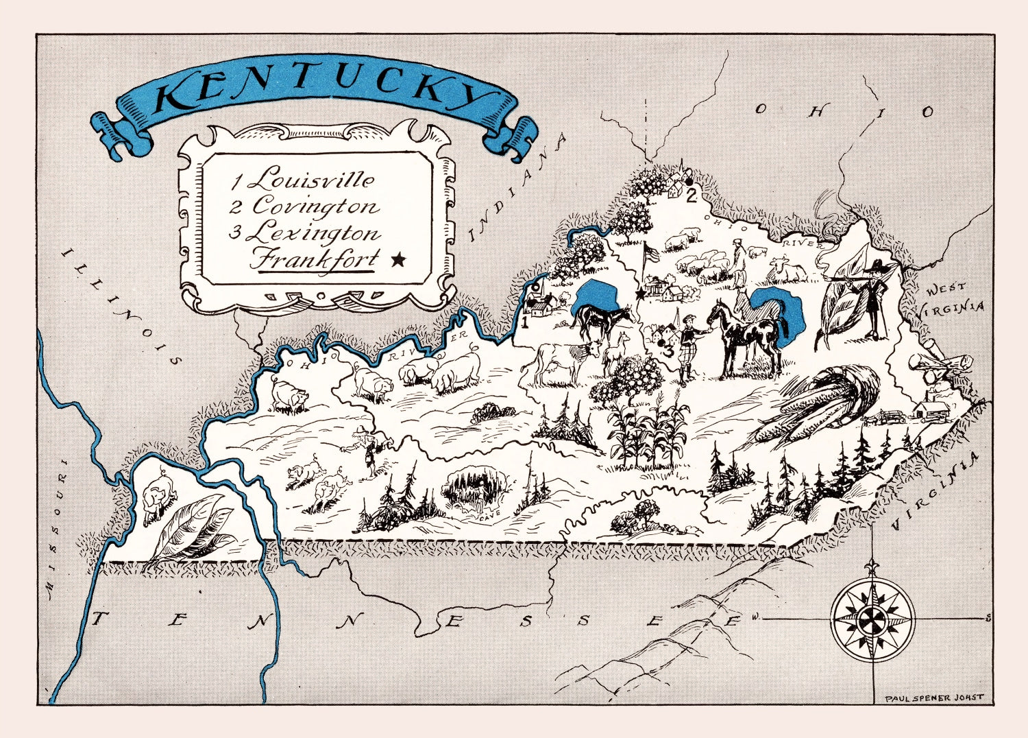 Vintage Map of Kentucky 1931