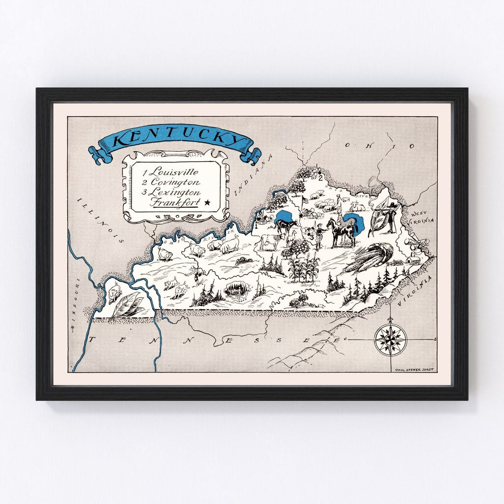 Vintage Map of Kentucky 1931