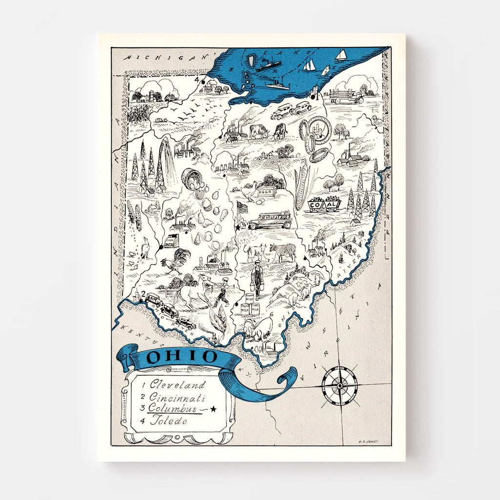 Vintage Map of Ohio 1931