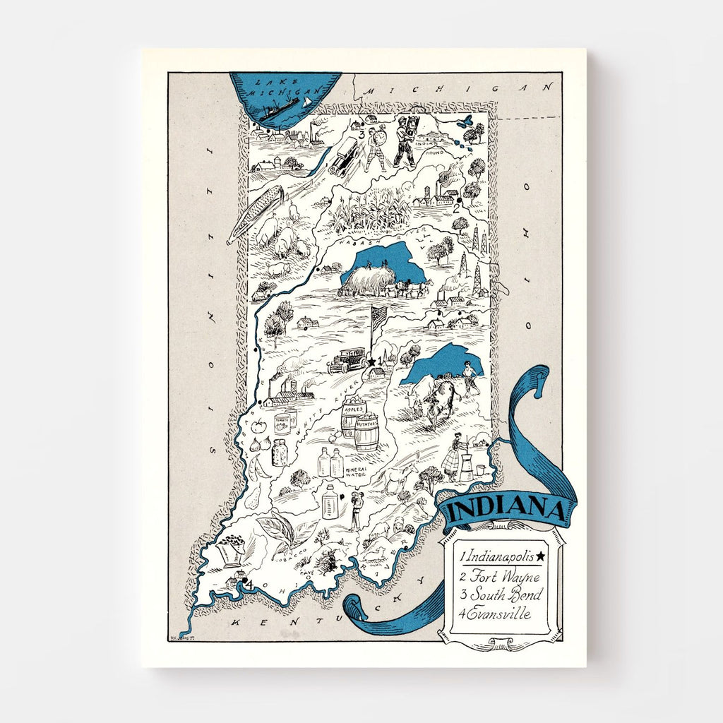Vintage Map of Indiana 1931