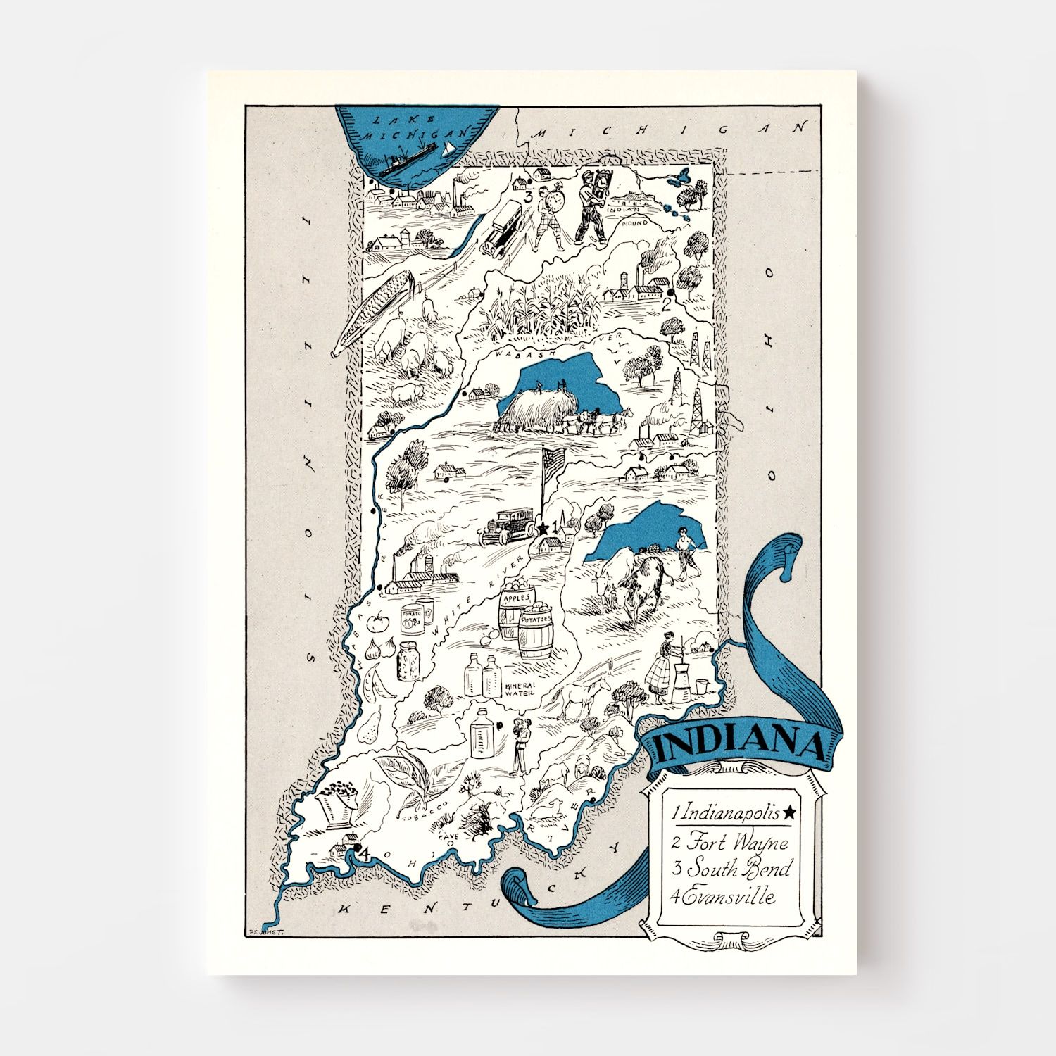 Vintage Map of Indiana 1931