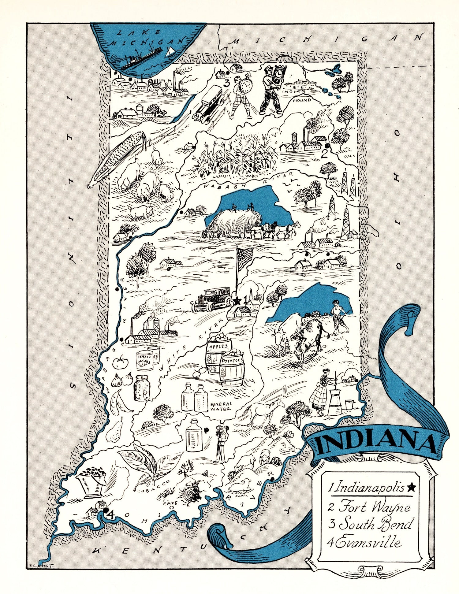Vintage Map of Indiana 1931