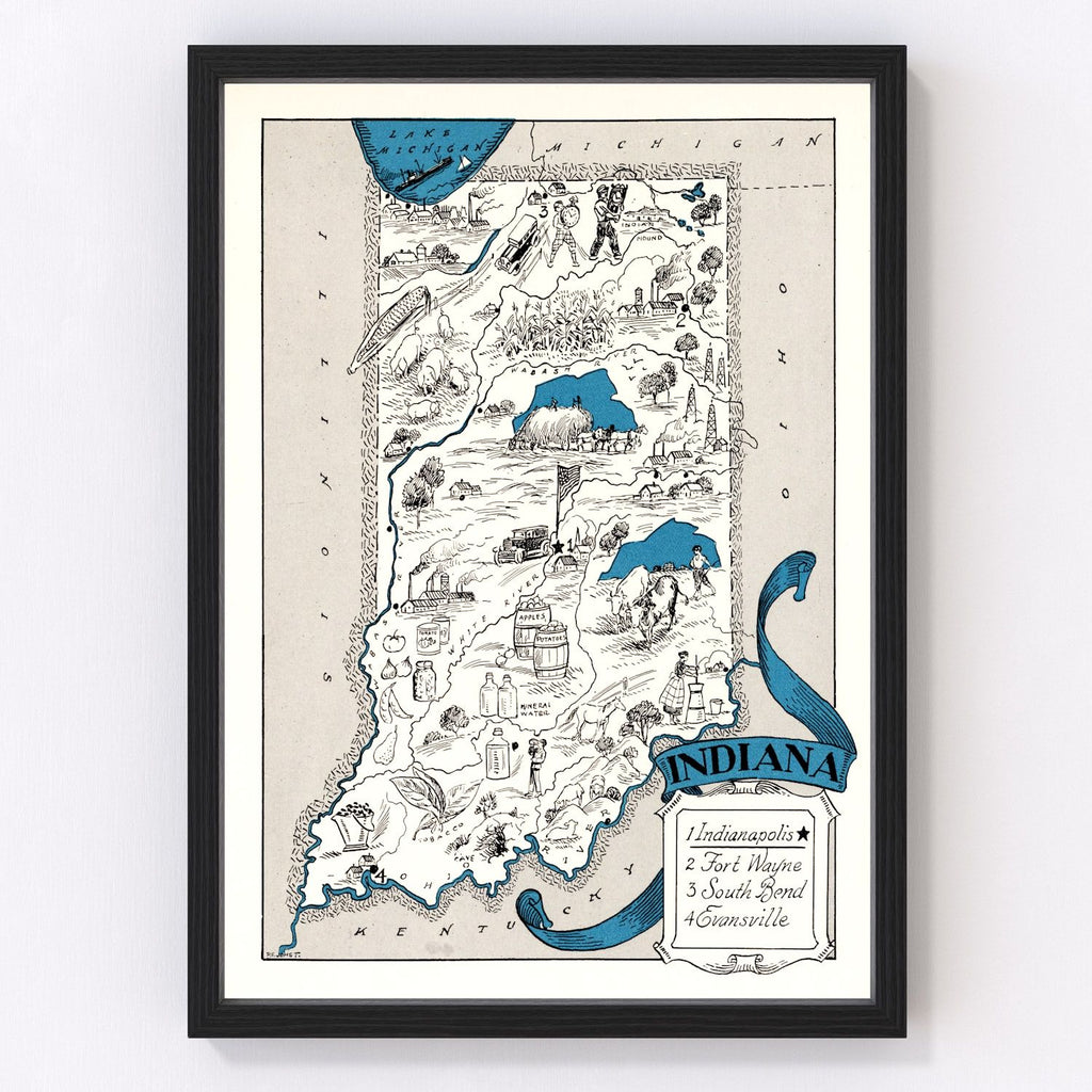 Vintage Map of Indiana 1931
