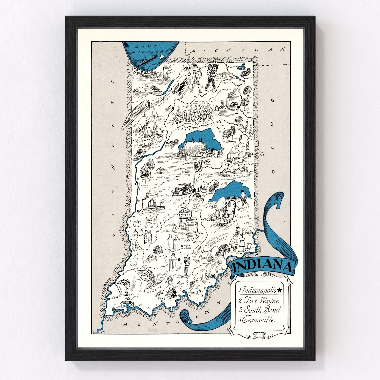 Vintage Map of Indiana 1931