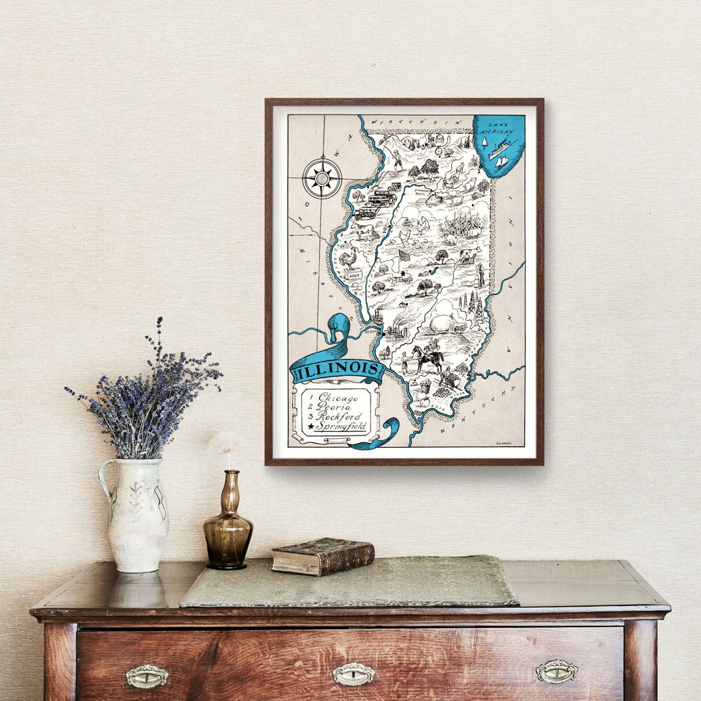 Vintage Map of Illinois 1931