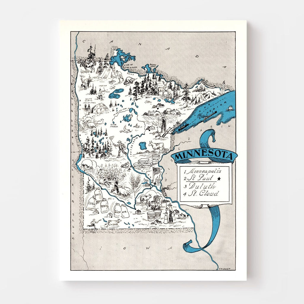 Vintage Map of Minnesota 1931