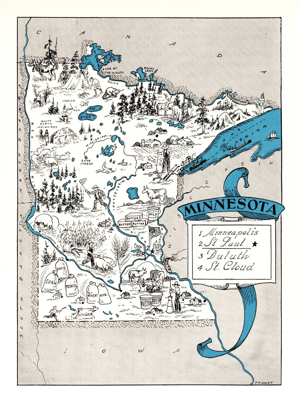 Vintage Map of Minnesota 1931