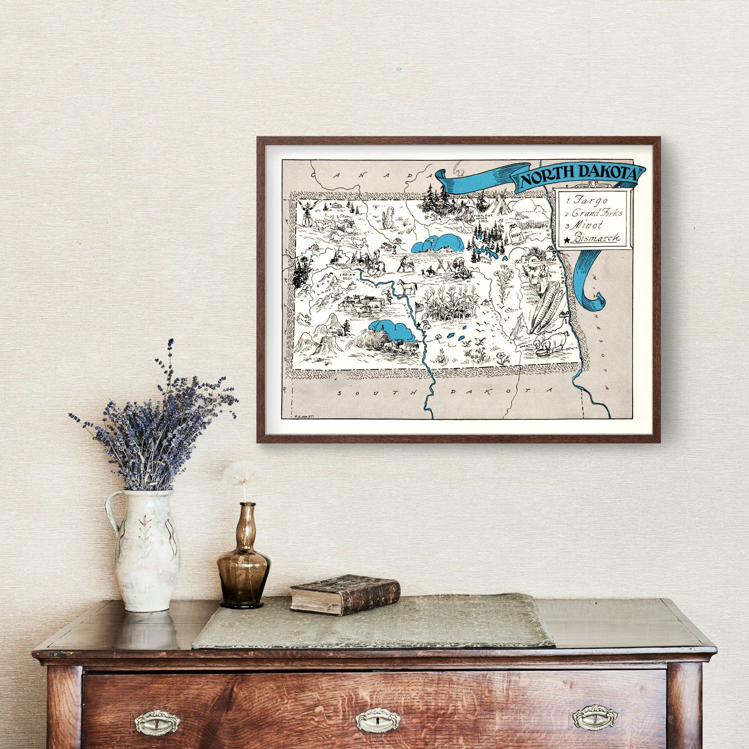 Vintage Map of North Dakota 1931