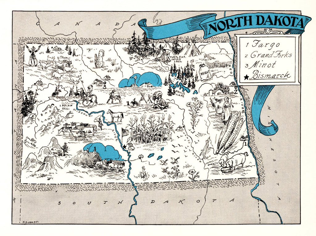 Vintage Map of North Dakota 1931