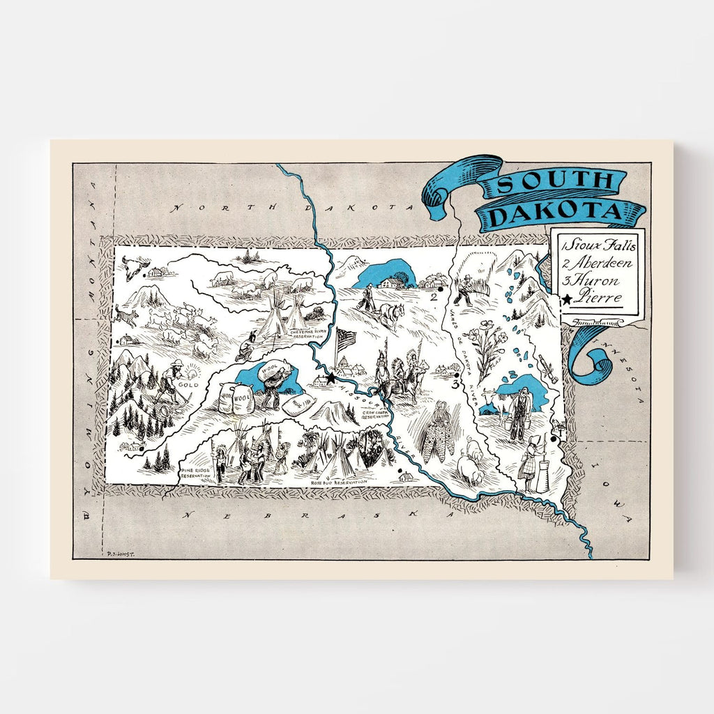 Vintage Map of South Dakota 1931