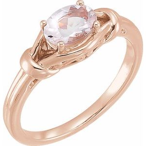 14K Rose Gold 6x4 mm Natural Pink Morganite Knot Ring