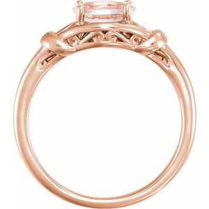 14K Rose Gold 5x3 mm Natural Pink Morganite Knot Ring
