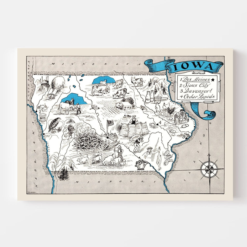 Vintage Map of Iowa 1931