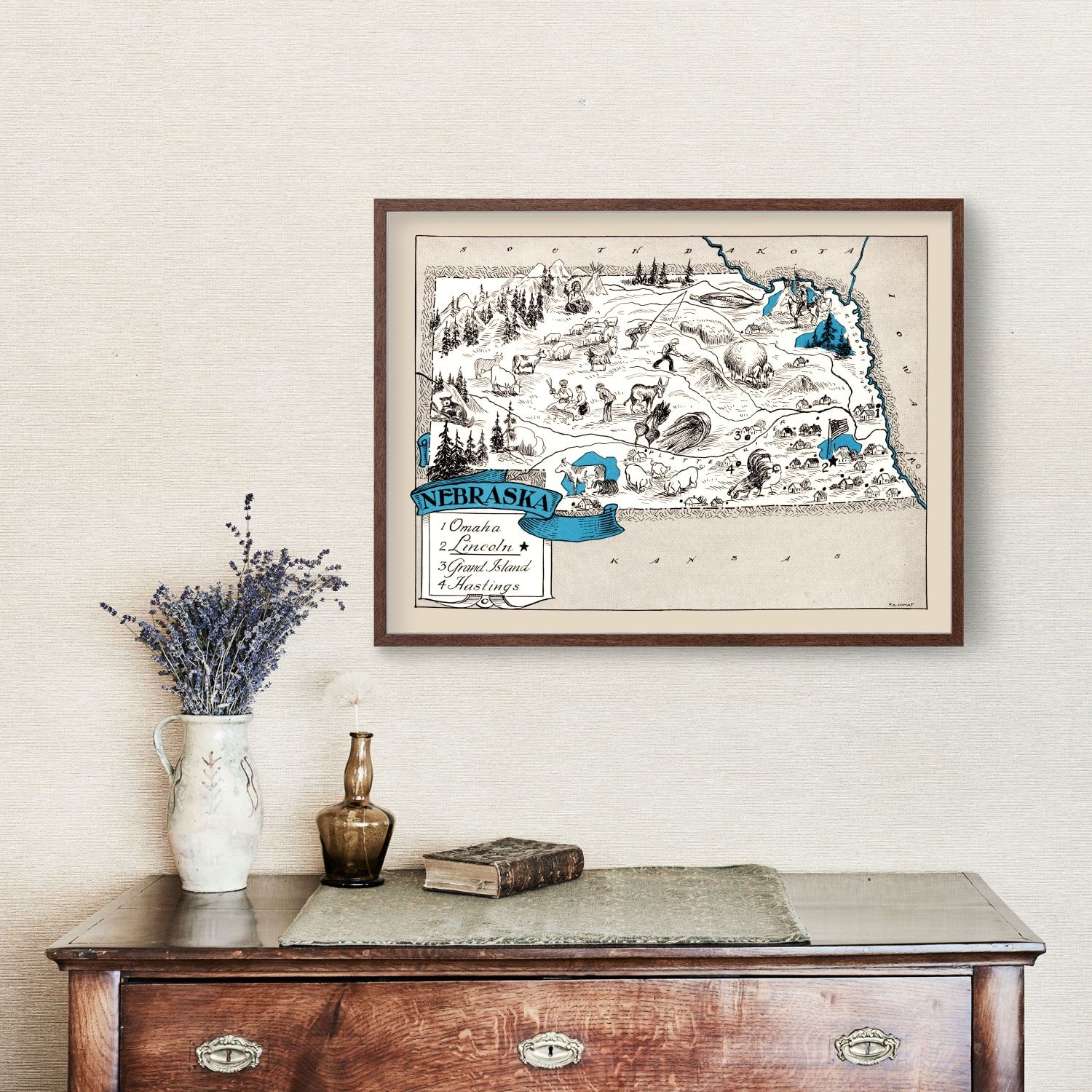 Vintage Map of Nebraska 1931