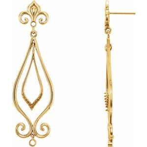 14K Yellow Gold Fleur-de-lis Earring Mounting