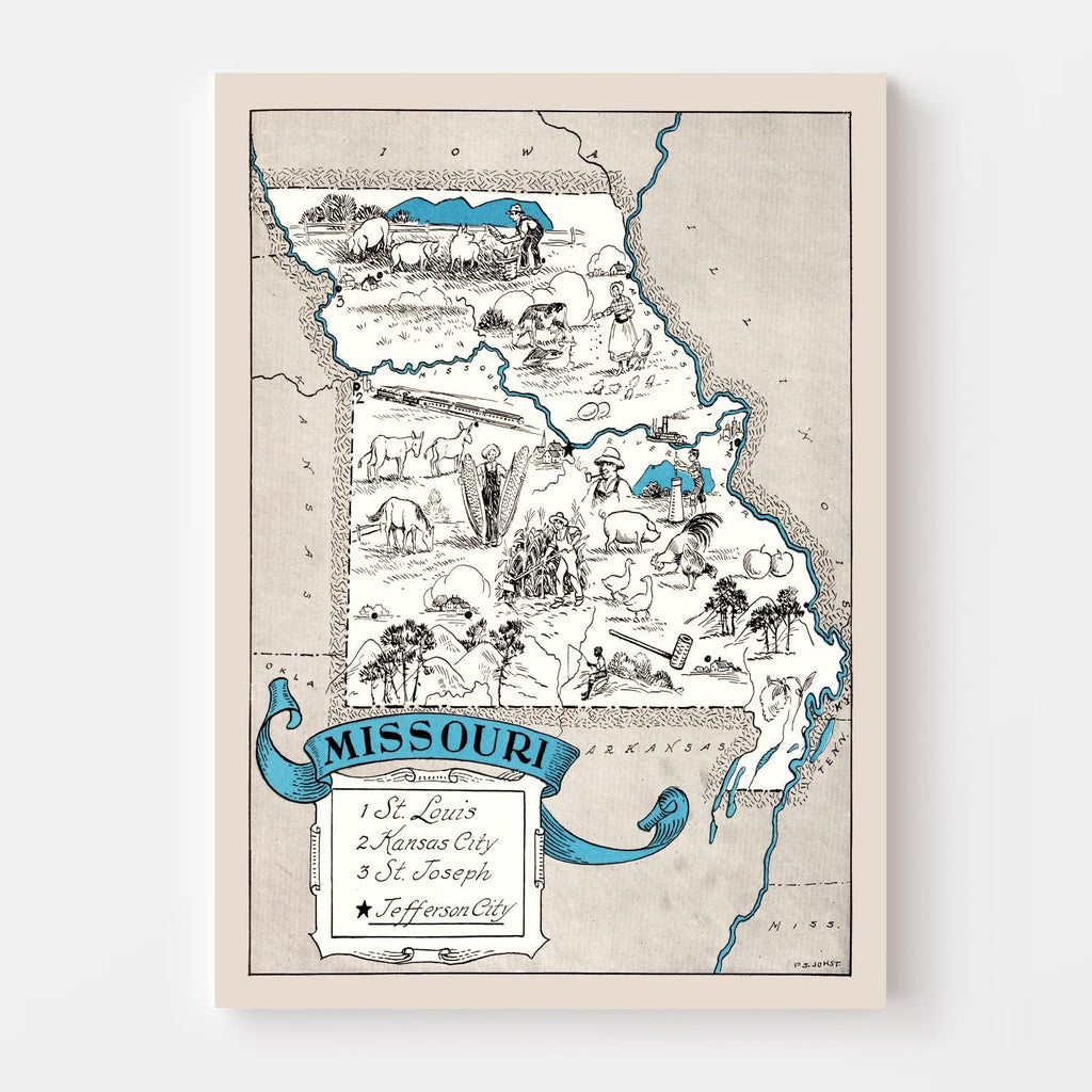 Vintage Map of Missouri 1931