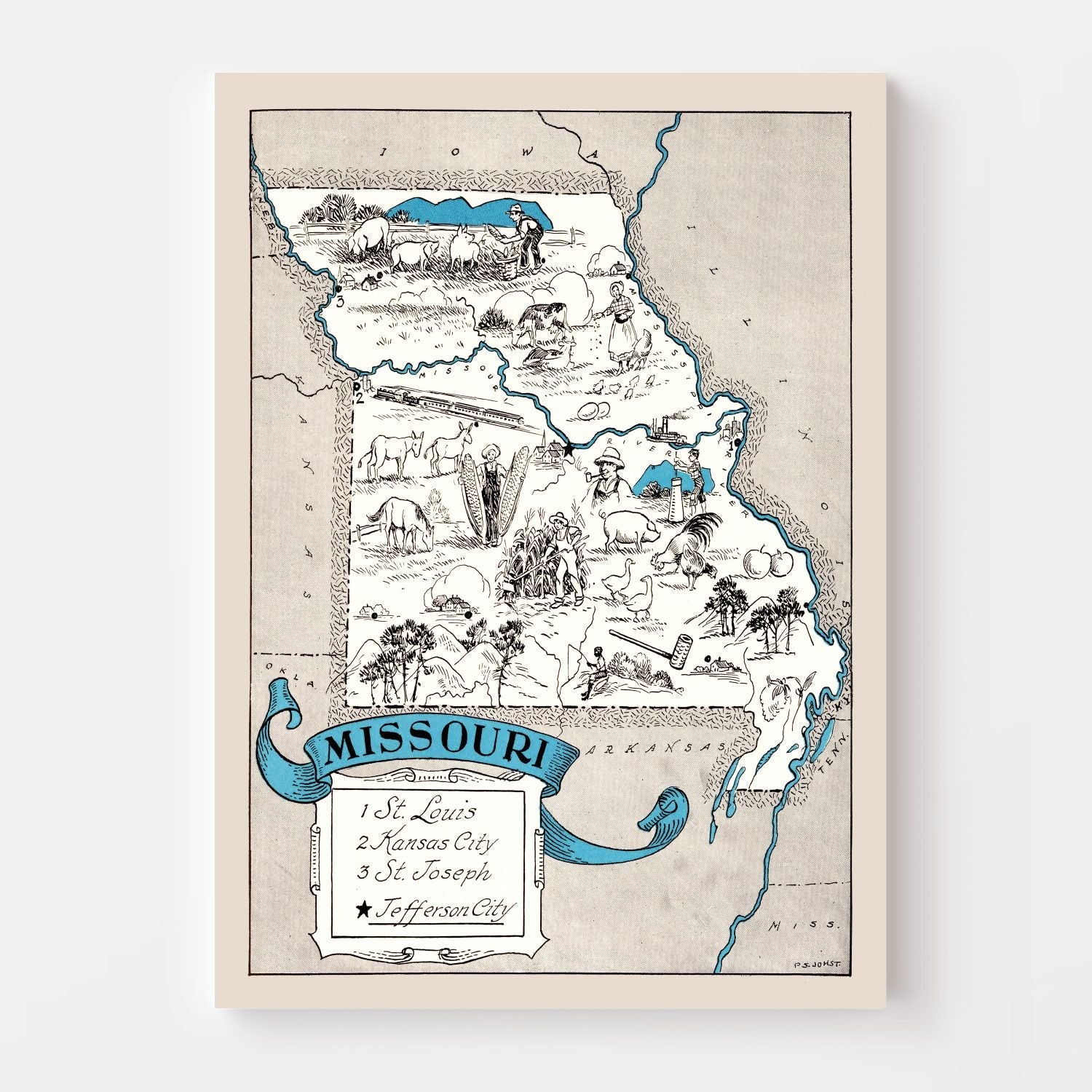 Vintage Map of Missouri 1931