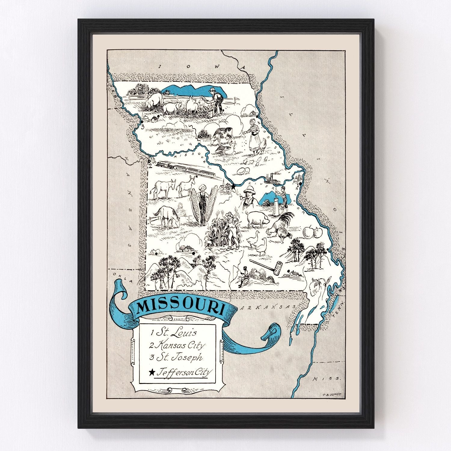 Vintage Map of Missouri 1931
