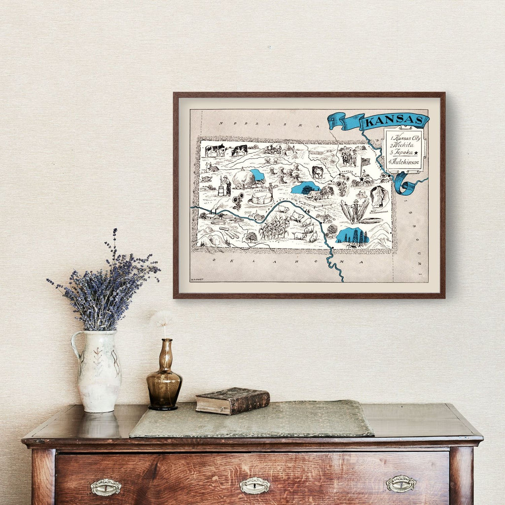 Vintage Map of Kansas 1931