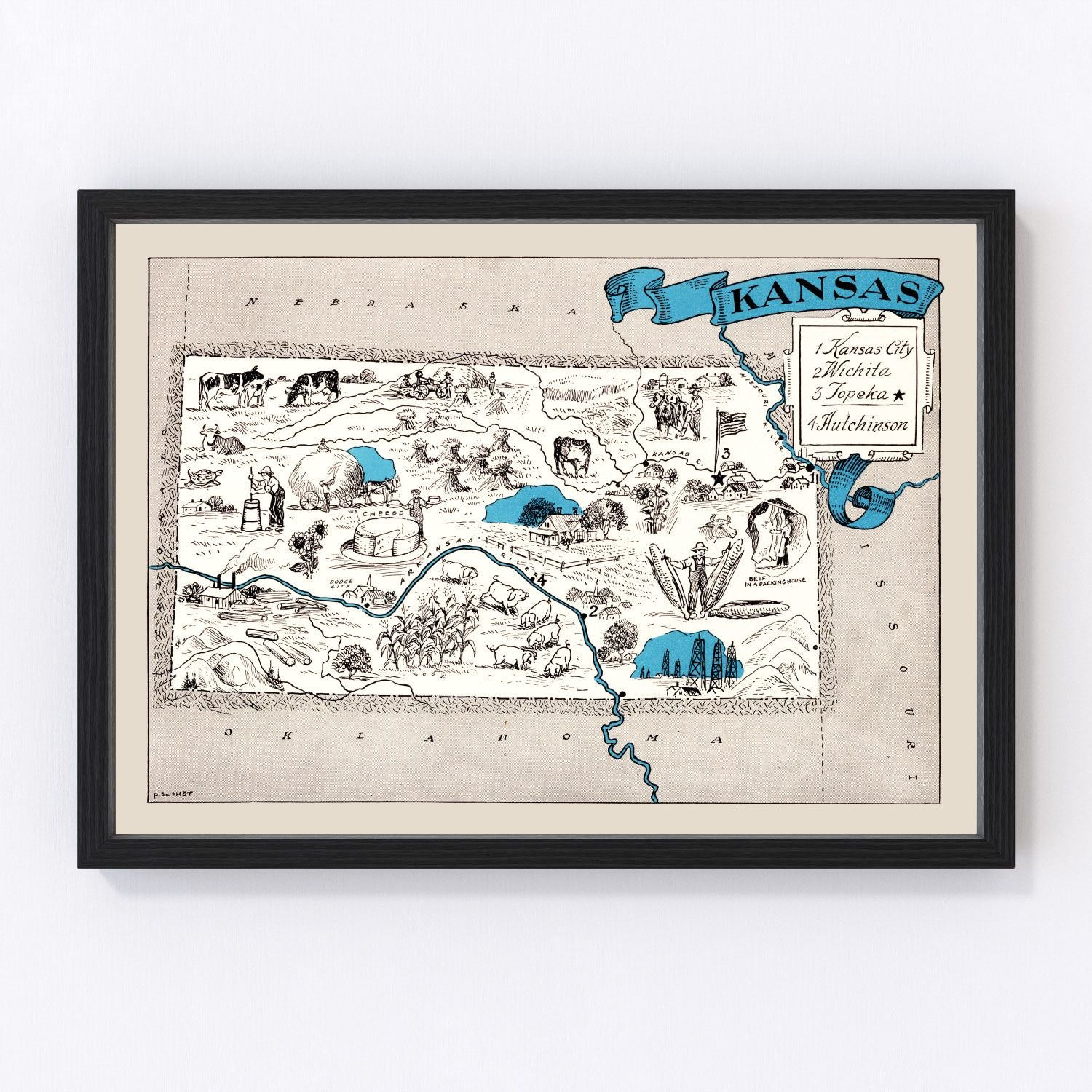 Vintage Map of Kansas 1931