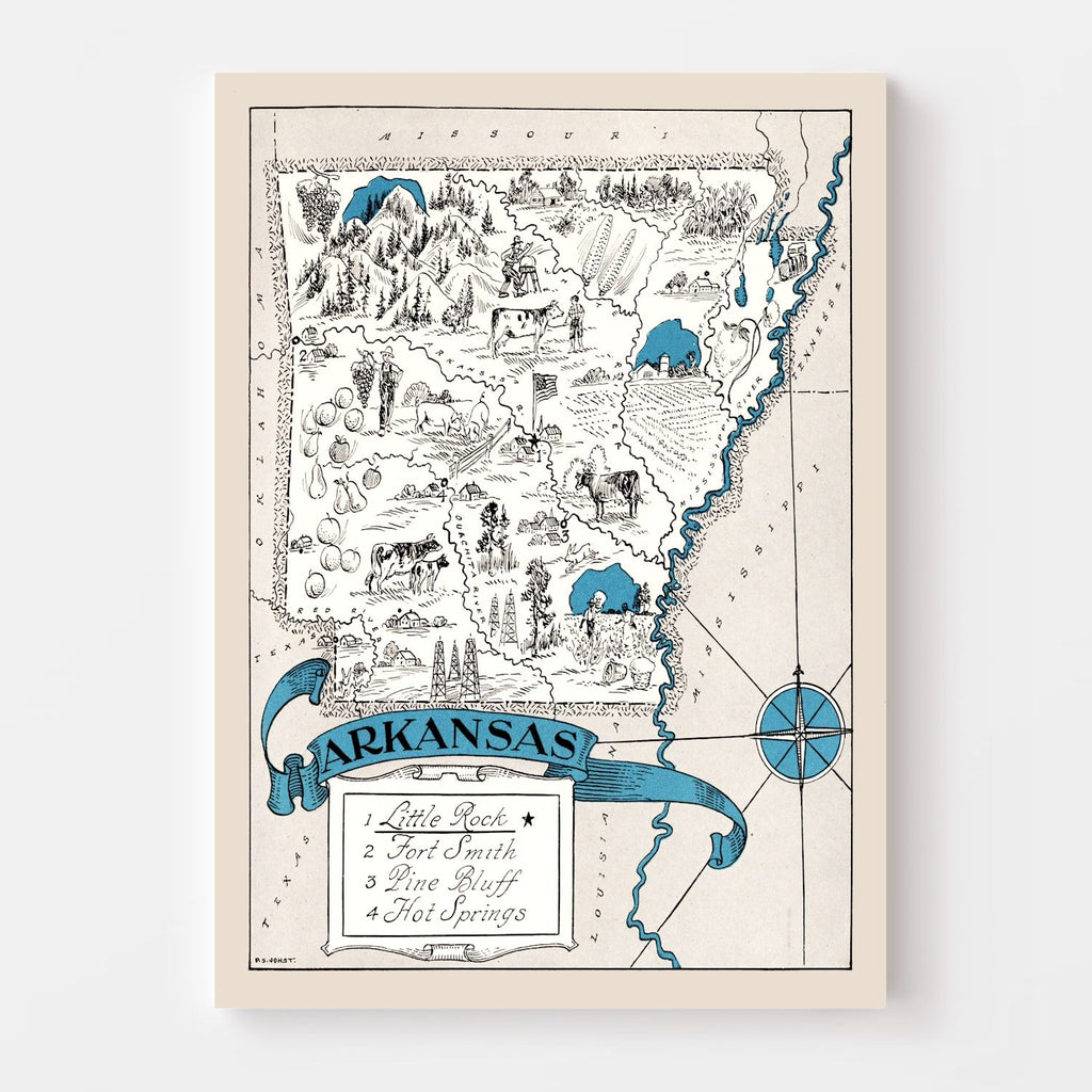 Vintage Map of Arkansas 1931