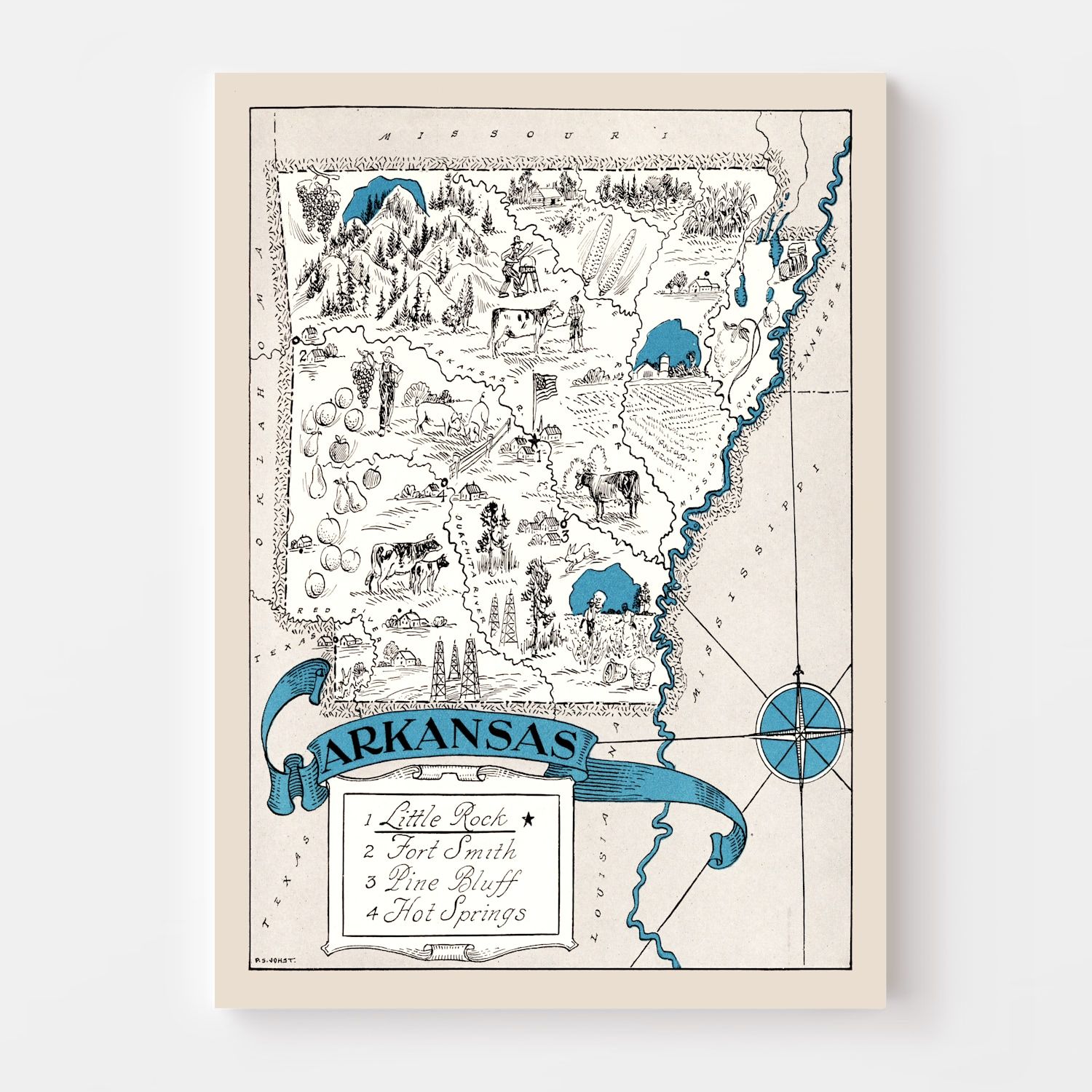 Vintage Map of Arkansas 1931