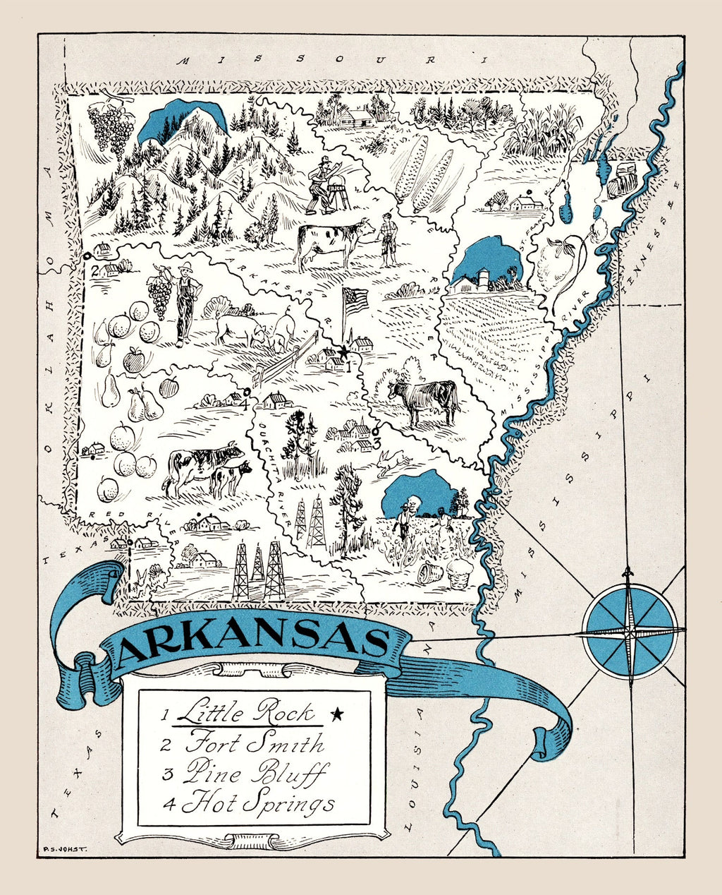 Vintage Map of Arkansas 1931
