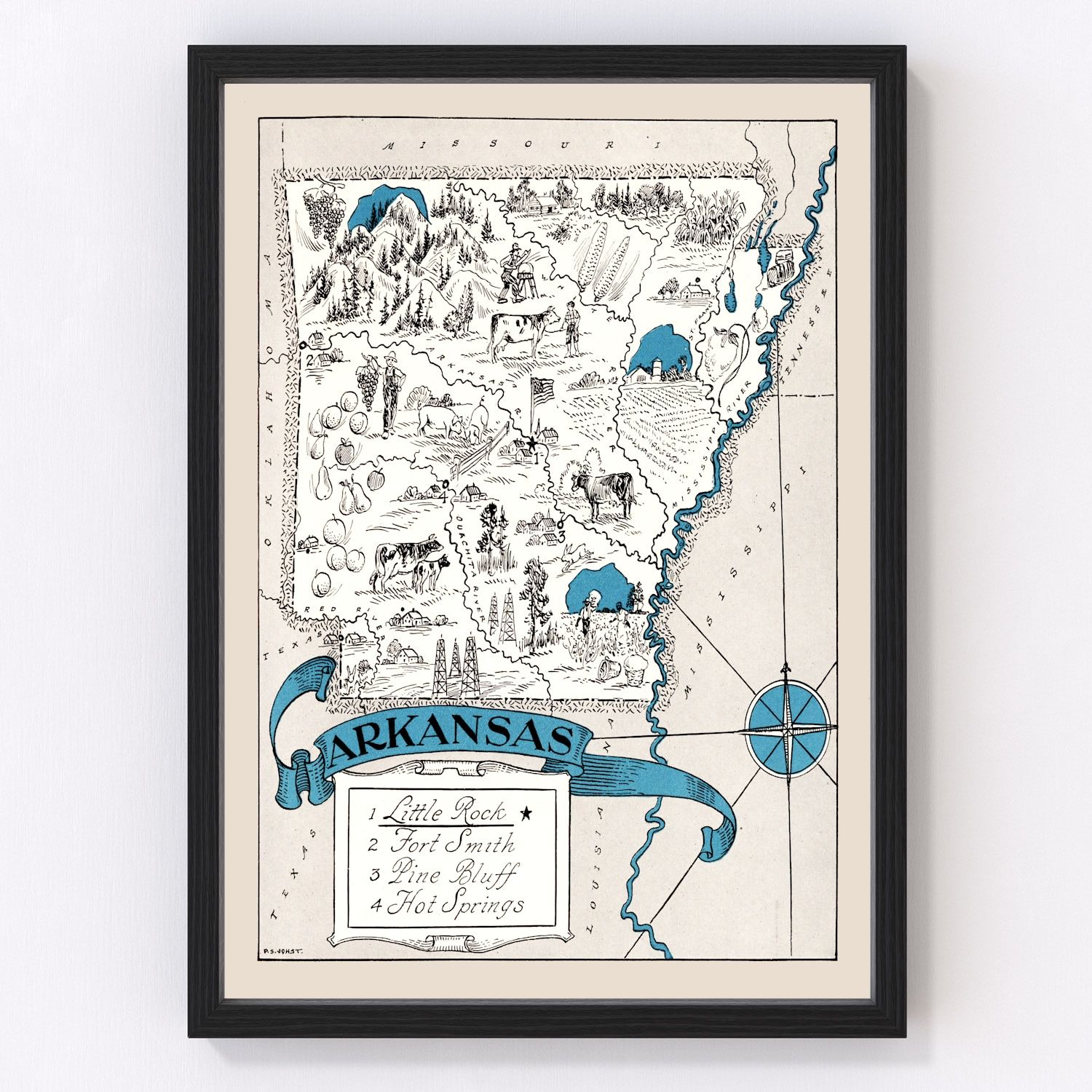 Vintage Map of Arkansas 1931