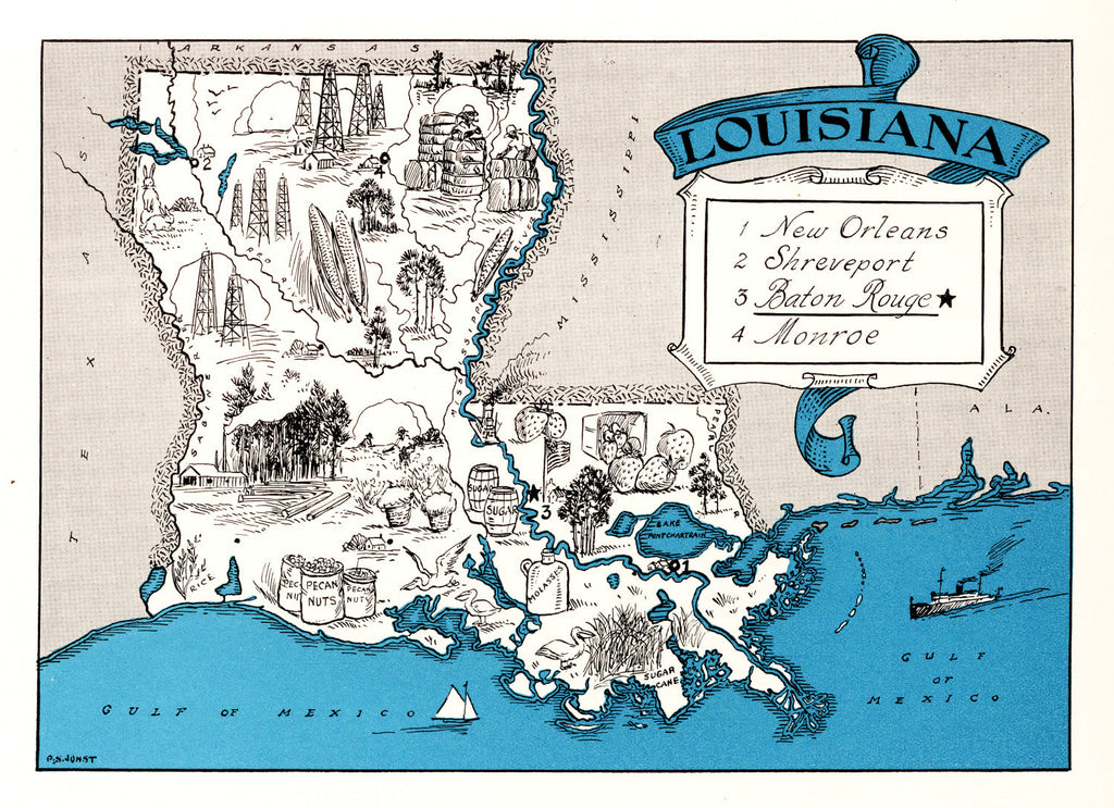 Vintage Map of Louisiana 1931