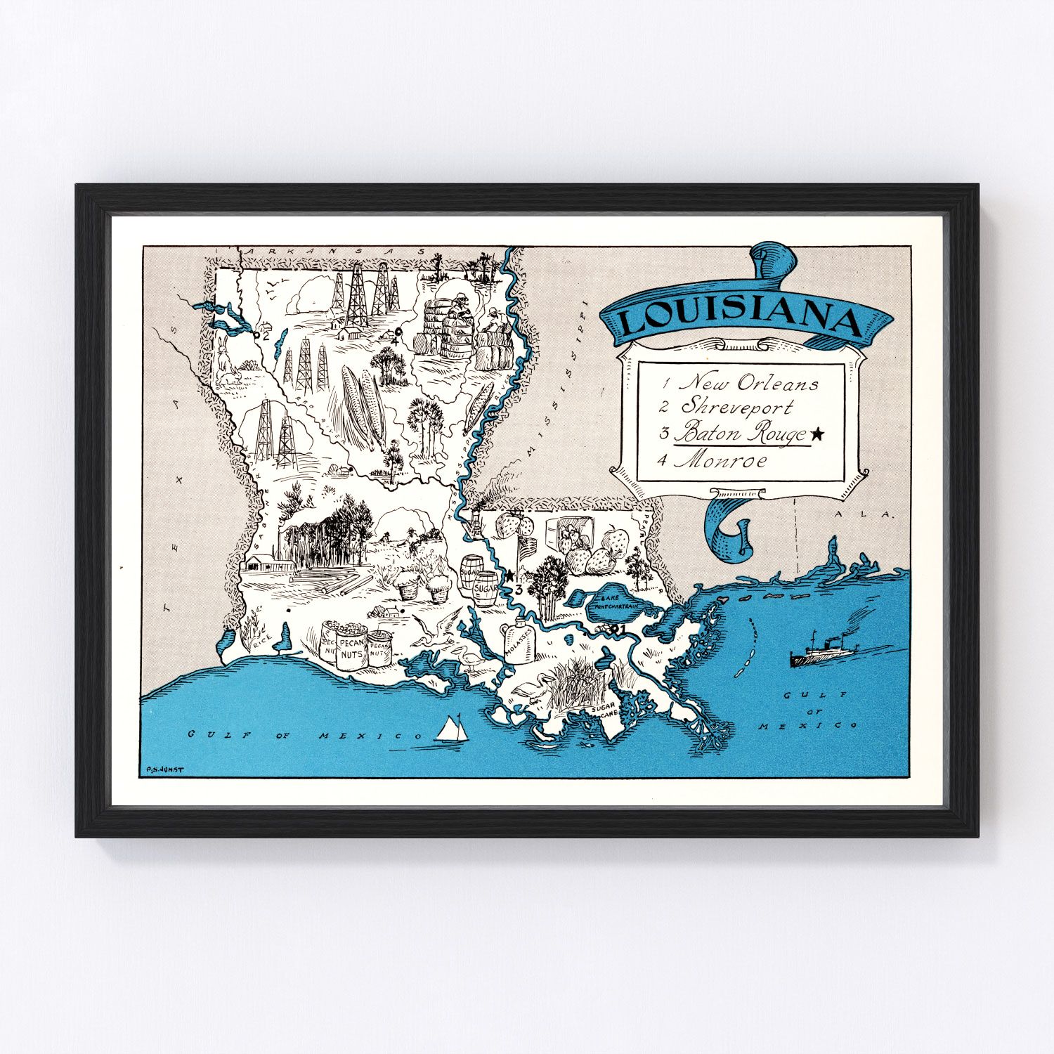 Vintage Map of Louisiana 1931