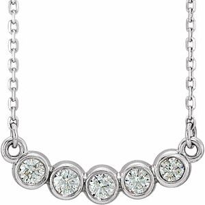 14K White Gold .07 CTW Natural Diamond Bezel-Set 16-18" Necklace