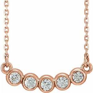 14K Rose Gold .07 CTW Natural Diamond Bezel-Set 16-18" Necklace