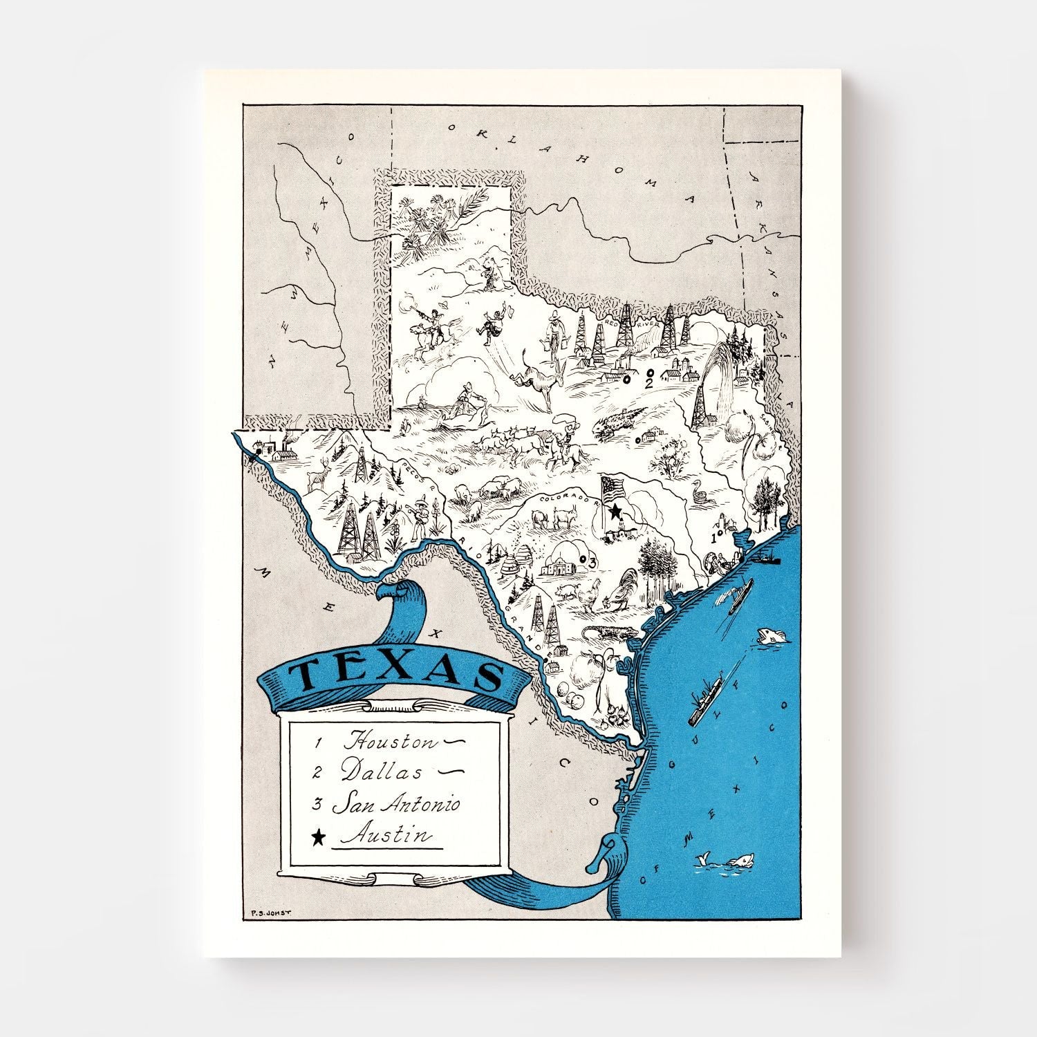 Vintage Map of Texas 1931