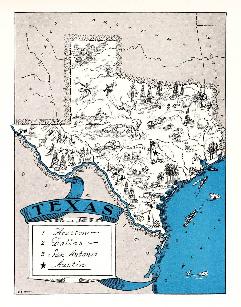 Vintage Map of Texas 1931
