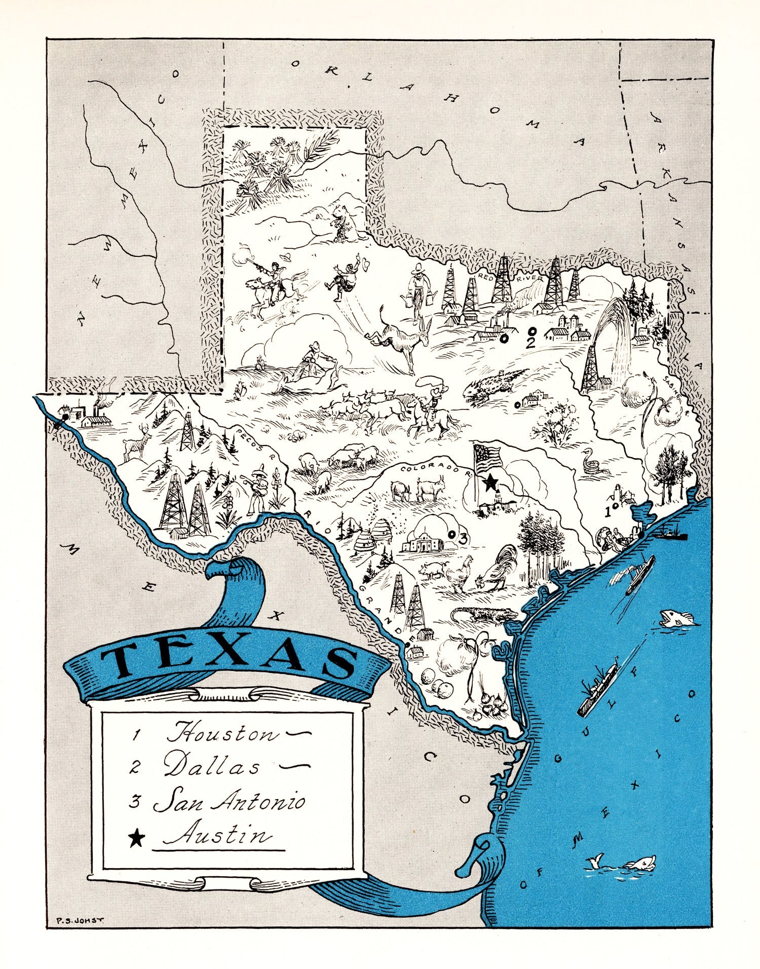 Vintage Map of Texas 1931