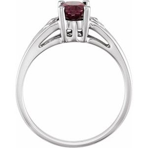 14K White Gold Natural Rodolite Garnet Ring