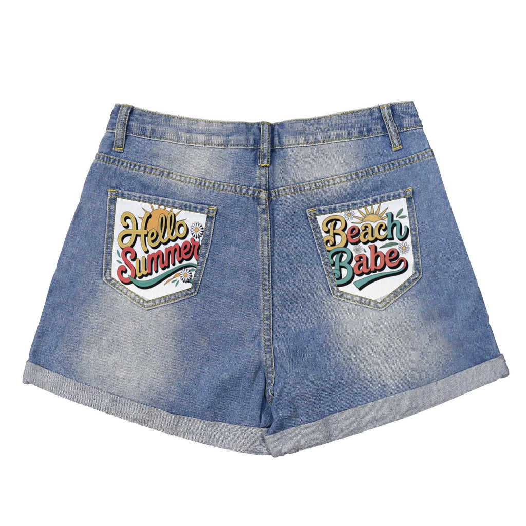 Beach Babe Light Blue Denim Shorts with Dual Pockets Design