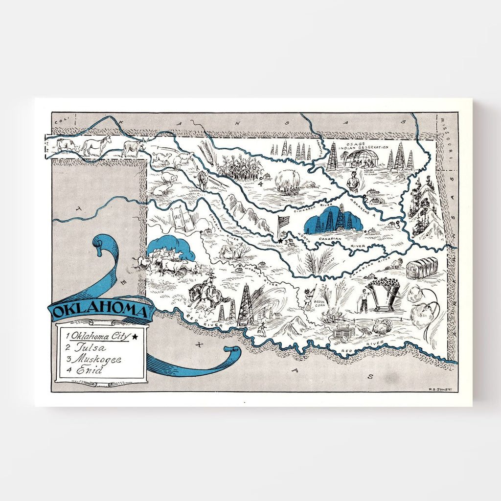 Vintage Map of Oklahoma 1931