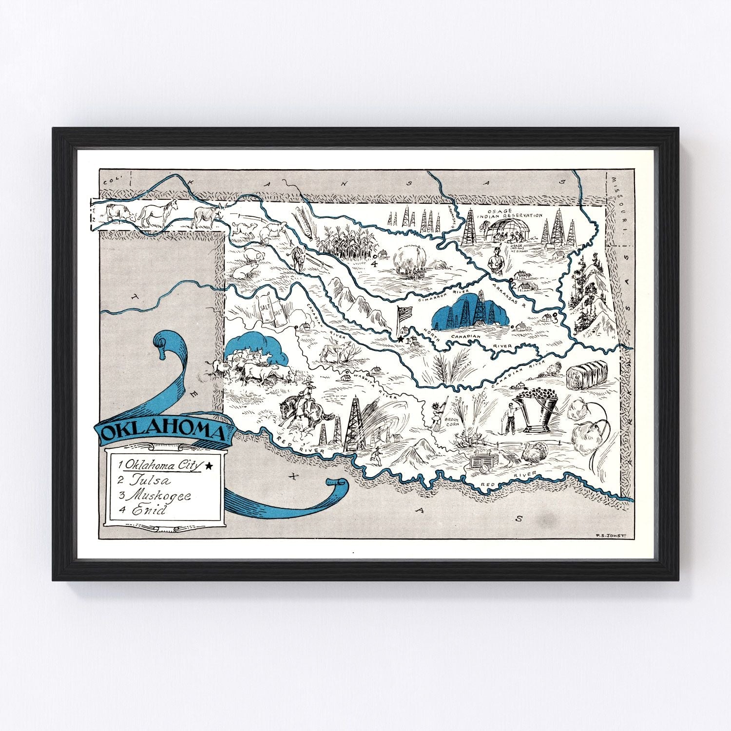 Vintage Map of Oklahoma 1931