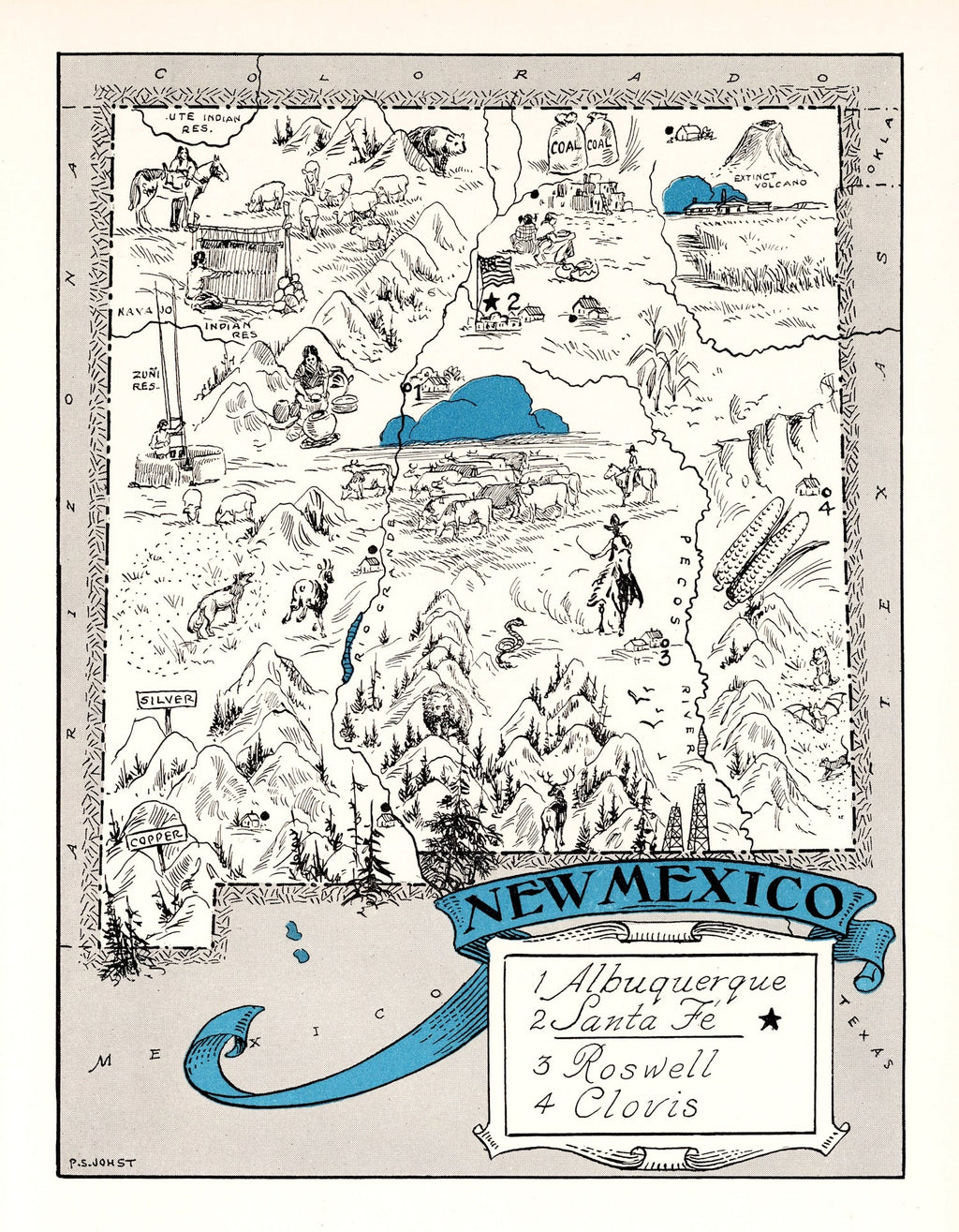 Vintage Map of New Mexico 1931